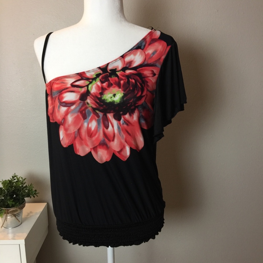 Macy’s BCX Black One Shoulder Blouse